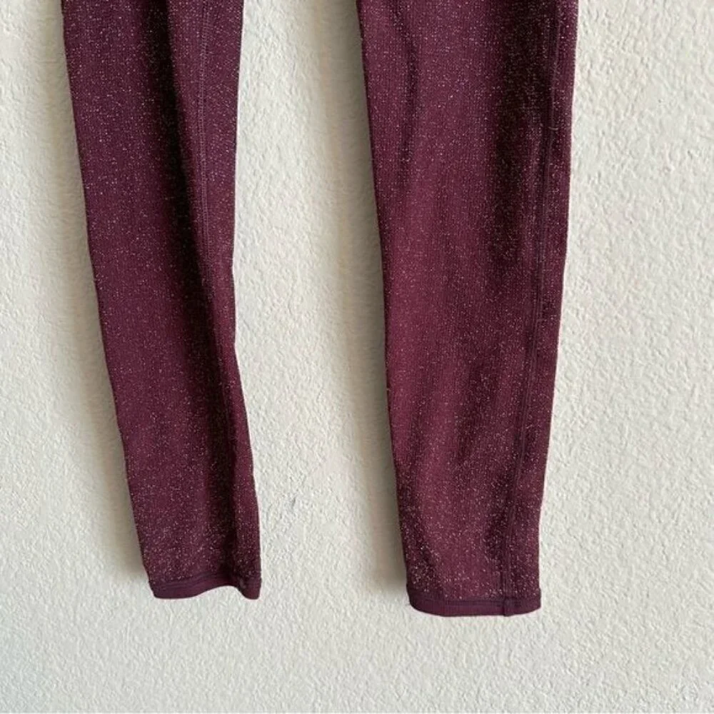 Aerie Chill Play Move Sparkle GlitteryThermal Burgundy Cozy Holiday Leggings S